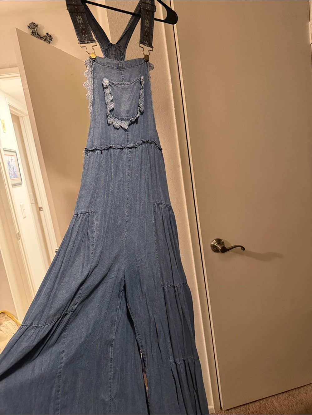 Denim Blue Wide-Leg Women’s Overalls Dress